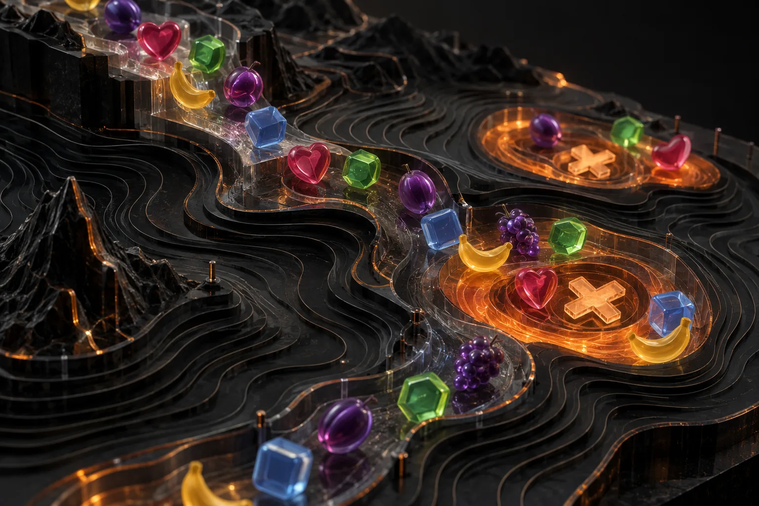 Thermal data sculpture for Sweet Bonanza mechanics